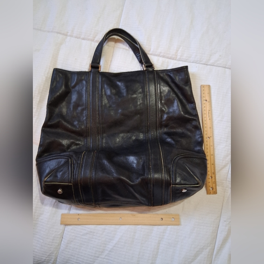 Black Leather Tote Bag - Picture 3 of 5